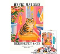 Rompecabezas para Adolescentes de 1000 Piezas con Estampado de Gato de Henri Matisse Juguetes adictivos para Cultivar la Paciencia Juego de ingenio Decoración Perfecta Regalo Divertido (38x52cm)