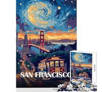 Rompecabezas para Adolescentes de 1000 Piezas con Estampado de Paisaje Urbano de San Francisco Juegos relajantes Que mejoran la Memoria Juguete Educativo Lista de Deseos con Papá Noel (50x75cm)