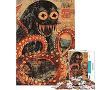 Rompecabezas para Adolescentes de 1000 Piezas con Estampado de Pulpo monstruoso Rompecabezas antiestrés para Adolescentes Un Reto Educativo para completar Juguete 38x52cm