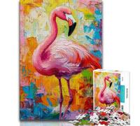 Rompecabezas para Adolescentes de 1000 Piezas con flamencos al óleo, Ideal para aliviar el estrés, desafío difícil, Regalo de Amigo Secreto (tamaño 38x26cm)