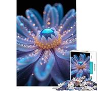 Rompecabezas para Adolescentes de 1000 Piezas con Flor Azul Brillante sobre Fondo Negro Juego desafiante Juguete para ejercitar la Mente Juego difícil excelente Regalo y Juguete (tamaño 50x75cm)