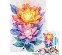 Rompecabezas para Adolescentes de 1000 Piezas con Flores de Acuarela y centros Luminosos Desafío Educativo Decoración artística para el hogar Juego Educativo para Mayores de 14 años (38x26cm)