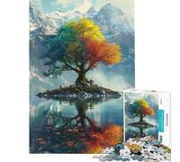 Rompecabezas para Adolescentes de 1000 Piezas con Forma de árbol en Colores psicodélicos Actividades Divertidas para Disfrutar en casa en Familia Juegos Familiares para Mayores de 14 años (38x52cm)