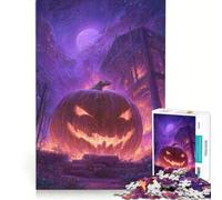 Rompecabezas para Adolescentes de 1000 Piezas con Forma de Calabaza de Halloween y Fondo tenebroso, Juguetes para armar, Que mejoran la Memoria, con póster y Hoja de Preguntas a Juego 50x75cm