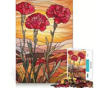 Rompecabezas para Adolescentes de 1000 Piezas con Forma de claveles de vidrieras, decoración de Corte preciso, Juguete Creativo y Divertido, Juego de Paz, Pieza de Arte navideña (50x75cm)