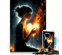 Rompecabezas para Adolescentes de 1000 Piezas con Forma de corazón ardiente,diseño Limpio,decoración Creativa y Divertida,Juego de Paz,Pieza de Arte navideña (50x75cm)