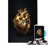Rompecabezas para Adolescentes de 1000 Piezas con Forma de corazón Dorado Diversión en casa decoración de Pared Juegos educativos Apto para Mayores de 14 años (38x26cm)