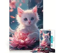 Rompecabezas para Adolescentes de 1000 Piezas con Forma de Gato y Flor,diseño Bonito y ordenado,decoración Creativa y Divertida,Juego de Paz,Pieza de Arte navideña (38x52cm)