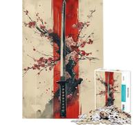 Rompecabezas para Adolescentes de 1000 Piezas con Forma de Katana Sakura Japonesa Juguetes adictivos para Cultivar la Paciencia Juego de ingenio Decoración Perfecta Regalo Divertido (tamaño 38x52cm)