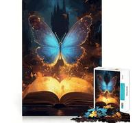 Rompecabezas para Adolescentes de 1000 Piezas con Forma de Mariposa Libro mágico de Corte preciso Decoración Juguete Creativo y Divertido Juego de Paz Pieza de Arte navideña (38x52cm)