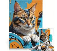 Rompecabezas para Adolescentes de 1000 Piezas con Gatos egeos Felices, Juegos relajantes, Actividades Divertidas para Hacer en casa, Juego con un diseño Precioso 38x52cm