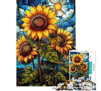 Rompecabezas para Adolescentes de 1000 Piezas con Girasoles iluminados por el Sol Rompecabezas para Adultos antiestrés Decoración de Pared Regalos para Amigos y Familiares (tamaño 38x52cm)