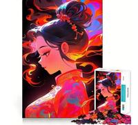 Rompecabezas para Adolescentes de 1000 Piezas con Hermosa Geisha Estilo Anime,Piezas de Corte Limpio,Juego Inteligente,Regalo,Tiempo Libre,Juego,Escena navideña,Arte (50x75cm)