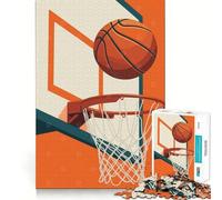 Rompecabezas para Adolescentes de 1000 Piezas con ilustración de aro y balón de Baloncesto,Piezas de Corte Limpio,Juego Inteligente,Regalo,Tiempo Libre,Juego,Escena navideña,Arte (38x26cm)