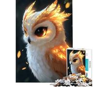 Rompecabezas para Adolescentes de 1000 Piezas con ilustración de búho Dorado Juguete desafiante de Animales Juego Imposible para aliviar el estrés Regalos de Amigo Invisible (tamaño 38x52cm)