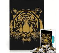 Rompecabezas para Adolescentes de 1000 Piezas con ilustración de Cabeza de Tigre sobre Fondo Negro Juego de ingenio desafiante de completar Toda la Familia 50x75cm