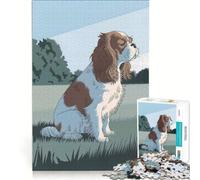 Rompecabezas para Adolescentes de 1000 Piezas con ilustración de Cavalier King Charles Spaniel Juguetes para armar Corte de precisión con Piezas de Formas aleatorias Que encajan Perfectamente 38x26cm