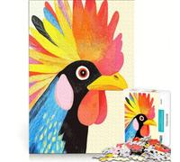 Rompecabezas para Adolescentes de 1000 Piezas con ilustración de Gallo a Color, Juguetes para armar, Que mejoran la Memoria, con póster y Hoja de Preguntas a Juego 38x52cm
