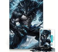 Rompecabezas para Adolescentes de 1000 Piezas con ilustración de Hombre Lobo Negro,diseño de Bordes precisos,Juego Divertido para concentrarse,Momento de diversión Tranquilo,Regalo Tranquilo