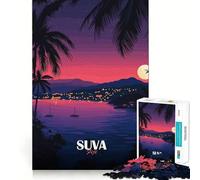 Rompecabezas para Adolescentes de 1000 Piezas con ilustración de Paisaje Nocturno Tropical de SUVA Fiji Piezas de Ajuste preciso Juguete Divertido y silencioso para Jugar Ideal para y diversión