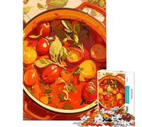 Rompecabezas para Adolescentes de 1000 Piezas con ilustración de Sopa de Tomate en una Olla Naranja Juguetes educativos para Aprender Jugar analizar y desarrollar la lógica Ideas de Regalo (50x75cm)