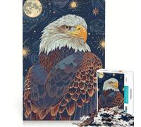 Rompecabezas para Adolescentes de 1000 Piezas con ilustración de un águila en un Cielo Estrellado, Juego práctico, difícil y desafiante, Regalo de Juego desafiante 38x26cm