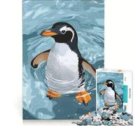 Rompecabezas para Adolescentes de 1000 Piezas con ilustración de un pingüino Nadando en Agua Azul Juguete antiestrés desafío difícil Ideal para Fortalecer el Amor en Pareja 38x26cm