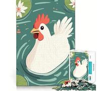 Rompecabezas para Adolescentes de 1000 Piezas con ilustración de un Pollo Nadando en un Estanque Rompecabezas de lógica Divertido y de fácil Montaje Ideal para Relajarse y divertirse
