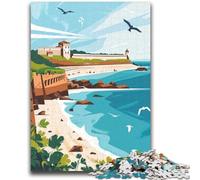 Rompecabezas para Adolescentes de 1000 Piezas con ilustración de una Fortaleza Costera, Ideal para Pasar el Tiempo Libre en casa y aliviar el estrés con Papá Noel (26x38cm)