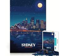 Rompecabezas para Adolescentes de 1000 Piezas con ilustración del Horizonte Nocturno de Sídney Australia Piezas de Ajuste preciso Juguete Divertido y silencioso para Jugar Ideal para y diversión