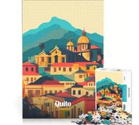 Rompecabezas para Adolescentes de 1000 Piezas con ilustración del Paisaje Urbano de Quito Juguete Educativo para Mejorar la Memoria con póster y Hoja de Preguntas a Juego 38x52cm