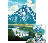 Rompecabezas para Adolescentes de 1000 Piezas con ilustración del Parque Nacional Grand Teton Juego Familiar adictivo para Cultivar la Paciencia Un Gran Regalo y para Mejorar la Memoria