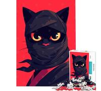 Rompecabezas para Adolescentes de 1000 Piezas con ilustración Minimalista de Arte Pop de un Gato Ninja Juego desafiante para Toda la Familia Mejora la Memoria Regalos de Amigo Invisible (38x52cm)