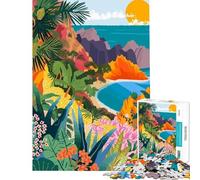 Rompecabezas para Adolescentes de 1000 Piezas con ilustración Minimalista de Las Islas Eolias Italia Rompecabezas de Corte preciso para la interacción Entre Padres e Hijos Juego de ingenio