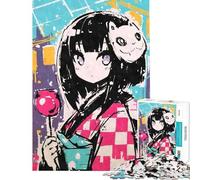 Rompecabezas para Adolescentes de 1000 Piezas con Kimono Chica y máscara de Zorro Un Reto para completar Diversión en Familia Juguete antiestrés para Mayores de 14 años (38x26cm)