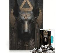 Rompecabezas para Adolescentes de 1000 Piezas con la Estatua de Anubis y símbolos egipcios, Juguetes antiestrés, un Reto difícil Que Mejora el Amor Entre Parejas 50x75cm