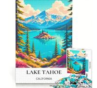 Rompecabezas para Adolescentes de 1000 Piezas con la guía de Viaje del Lago Tahoe, Juguetes para armar, interacción Entre Padres e Hijos, cumpleaños y Navidad 50x75cm
