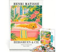 Rompecabezas para Adolescentes de 1000 Piezas con la Imagen de Henri Matisse Baño de Perro Juego Educativo decoración Ideal para añadir a la Lista de Deseos con Papá Noel 50x75cm