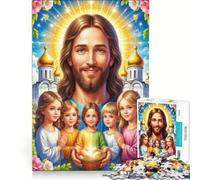 Rompecabezas para Adolescentes de 1000 Piezas con la Imagen de Jesús, Juguetes antiestrés, desafío difícil, para Fortalecer el Amor en Pareja 38x52cm