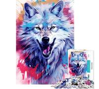 Rompecabezas para Adolescentes de 1000 Piezas con la Imagen de un Lobo Blanco Feliz Rompecabezas para Adultos y Familia Juego Que Mejora la Memoria (tamaño 38x26cm)
