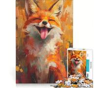 Rompecabezas para Adolescentes de 1000 Piezas con la Imagen de un Zorro Sonriente y Feliz Juguetes antiestrés desafío difícil fortalece el Amor Entre Parejas 38x26cm