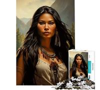 Rompecabezas para Adolescentes de 1000 Piezas con la Imagen de una Mujer nativa Americana Juego desafiante Juguete Imposible cumpleaños para Parejas (tamaño 38x52cm)