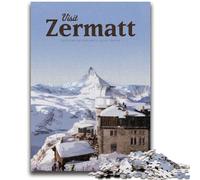 Rompecabezas para Adolescentes de 1000 Piezas con la Visita a Zermatt, Ideal para Pasar el Tiempo Libre en casa y aliviar el estrés con Papá Noel (26x38cm)