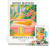 Rompecabezas para Adolescentes de 1000 Piezas con lámina artística de Henri Matisse Baño de Perro Juego Familiar Actividades Divertidas en casa Regalo de cumpleaños Regalos de Viaje 38x26cm