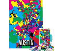 Rompecabezas para Adolescentes de 1000 Piezas con Mapa Colorido de la Ciudad de Austin Juego desafiante Juguetes para Toda la Familia Mejora la Memoria Regalos de Amigo Invisible (tamaño 38x26cm)