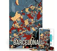 Rompecabezas para adolescentes de 1000 piezas con mapa de la ciudad de Barcelona,España Diseño artístico con piezas de corte limpio Juego inteligente Regalo ideal para el tiempo libre Juego con escena