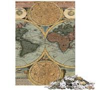 Rompecabezas para Adolescentes de 1000 Piezas con Mapa del Viejo Mundo Rompecabezas para Adultos de dificultad Alta Lista de Deseos con Papá Noel Juego de ingenio para Toda la Familia (38x52cm)