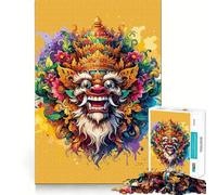 Rompecabezas para Adolescentes de 1000 Piezas con máscara Barong balinesa,Corte Premium,Divertido,Juego Inteligente,Regalo,Juego rápido,Pieza de Arte navideña (50x75cm)