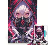 Rompecabezas para Adolescentes de 1000 Piezas con máscara de Chica Anime Cyberpunk, Juguete Educativo para Mejorar la Memoria, con póster y Hoja de Preguntas a Juego 38x52cm