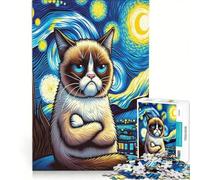 Rompecabezas para Adolescentes de 1000 Piezas con Meme de Gato, Juego práctico, Ideal para Pasar el Tiempo en casa Durante Las Vacaciones, con póster y Hoja de Preguntas a Juego 50x75cm